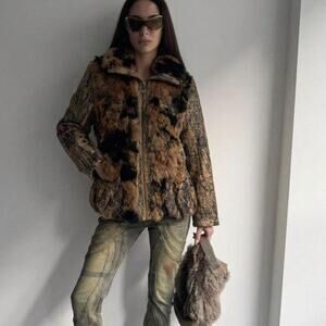 Vintage Real Rabbit Fur Jacket Indie Sleaze Rockstar Girlfriend